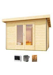 Konifera, Saunahaus &raquo;Maiko 1 SET A&laquo; Ofen 9 kW Bio externe Strg easy, natur, Bio-Ofen, natur