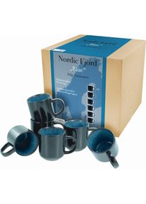 Creatable, Becher &raquo;Nordic Fjord&laquo; Kaffeebecher, Tassen Set, 6-teilig, 285 ml, blau, Steinzeug, &Oslash; 8,8 cm x 9,5 cm, blau