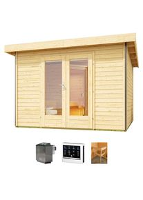 Konifera, Saunahaus &raquo;Maiko 1 SET B&laquo; Ofen 9 kW Bio externe Strg easy, natur, Bio-Ofen, natur