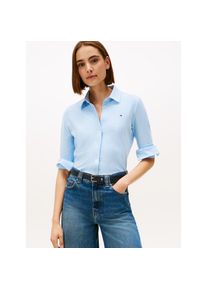 Tommy Hilfiger, Damen, Poloshirt &raquo;1985 SLIM PIQUE BTN DOWN LS mit Polokragen und Label&laquo; Baumwollmischung, slim fit, Ithaca Stp/ Vessel Blue, L (40), 