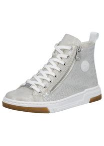 Rieker , Damen , Sneaker High Top-Sneaker, Freizeitschuh, Schnürschuh mit Plateausohle , grau-silberfarben , 36 , 36 , High-Top Sneaker mit...