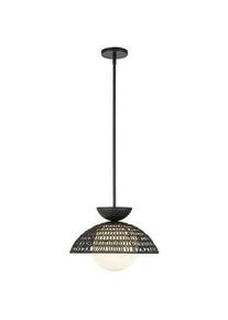 Elstead Lighting Hängeleuchte , Schwarz , Holz, Metall, Glas , Rattan , 26.4 cm , RoHS, Ce , höhenverstellbar , Lampen & Leuchten, Leuchtenserien