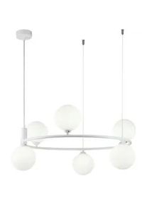 Maytoni Pendelleuchte , Weiß , Metall, Glas , 58x28x58 cm , Ce , höhenverstellbar, beliebig kürzbar, gleichmäßige Lichtverteilung , Lampen & Leuchten, Innenbeleuchtung, Hängeleuchten, Pendelleuchten