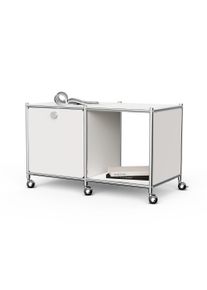 Tchibo - »Cn3« fém kisasztal 1 lenyíló ajtóval és görgőkkel - fehér