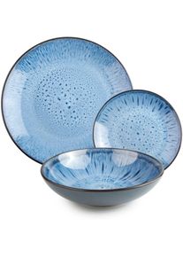 Ibili Teller-Set Normandia 12 Stück, Blau, Material: Kunststoff, Teller, Blau