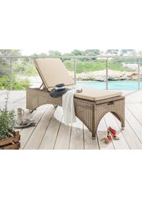 Destiny Gartenliege »BOLIVAR« Polyrattan, mit Rollen, 200x71x55cm, verstellbar, ohne Auflage in beige