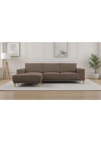 Otto Home Ecksofa &raquo;Oland Skandi, weicher Chenille-Stoff&laquo; L-Form, 280 cm, Wellenunterfederung, Skandi-Design, Massivholzf&uuml;&szlig;e, Gr&ouml;&szlig;e B/H/T: 280 cm x...