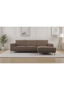 Otto Home Ecksofa &raquo;Oland Skandi, weicher Chenille-Stoff&laquo; L-Form, 280 cm, Wellenunterfederung, Skandi-Design, Massivholzf&uuml;&szlig;e, Gr&ouml;&szlig;e B/H/T: 280 cm x...