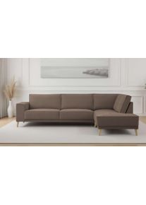 Otto Home Ecksofa &raquo;Oland Skandi, weicher Chenille-Stoff&laquo; L-Form, 289 cm, Wellenunterfederung, Skandi-Design, Massivholzf&uuml;&szlig;e, Gr&ouml;&szlig;e B/H/T: 289 cm x...