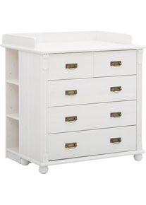 Lüttenhütt Lüttenhütt Babyzimmer-Komplettset »Aimo, luxoriöser Landhausstil, Messinggriffe, « Spar-Set, Kinderbett, Wickelkommode, Unterbauregal, 5...