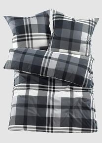 bonprix Lenjerie de pat cadrilată, negru, 1x 80/80 cm, 1x 155/220 cm