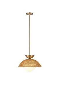 Elstead Lighting Hängeleuchte , Goldfarben , Holz, Metall, Glas , Rattan , 26.4 cm , RoHS, Ce , höhenverstellbar , Lampen & Leuchten, Leuchtenserien