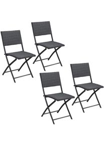 Casaria Tuinstoel Rome Set van 4 Zwart Kunststof