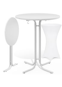 Casaria Mesa de bar blanca 110x80cm + funda de mesa de bar blanca Ø80cm