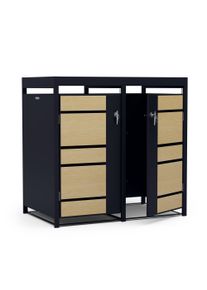 Blumfeldt BinSafe, box na odpadky, 2 odpadkové koše, 240 l, uzamykateľný, pozinkovaná oceľ odolná voči poveternostným vplyvom, výsadbová strecha