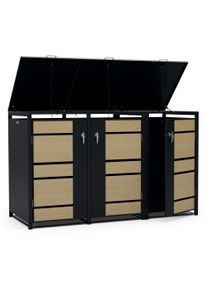 Blumfeldt BinSafe, box na odpadky, 3 odpadkové koše, 240 l, uzamykateľný, pozinkovaná oceľ odolná voči poveternostným vplyvom