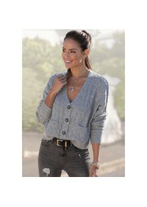 Lascana, Strickjacke mit Zopfmuster, kuschelweicher Cardigan, l&auml;ssig, grau-meliert, 32/34, Strickjacke
