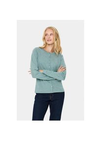 Saint Tropez, Damen, Strickjacke &raquo;A8661, MilaSZ R-Neck Cardigan&laquo; Viskose Feinstrick, Classic Fit, Blue Surf Melange, S, Blue Surf Melange, Cardigan 