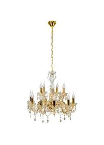 Kristall-Hängeleuchte , Messingfarben , Metall, Glas , 62x130x62 cm , RoHS, Europäischer Sicherheitsstandard , einfach zu transportieren , Lampen & Leuchten, Leuchtenserien