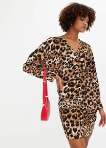 bonprix Sukienka mini z marszczeniem, czarny, 44/46