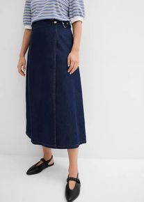 bonprix Spódnica dżinsowa z efektem założenia kopertowego, super soft, niebieski, 40