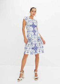 bonprix Sukienka z dżerseju z plisami, beżowy, 40/42