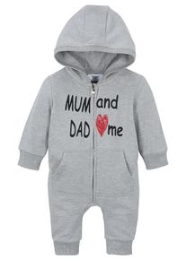 bonprix Kombinezon dresowy niemowlęcy z kapturem, szary, 104/110