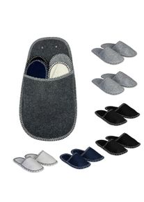 Relaxdays, Unisex, Hausschuhe, 6x Gästehausschuhe, Schwarz, (36, 37, 38, 39, 40, 41, 42, 43, 44, 45)