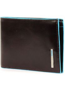 Piquadro, Herren, Portemonnaie, Portafoglio Blu Quadrato con Tasca Monete, Braun