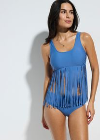bonprix Femei Costum de baie tankini cu franjuri (set/2 piese), albastru, 42