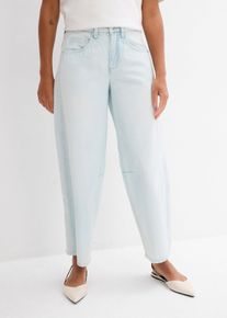 bonprix Dżinsy Ballon mid waist, super soft, cropped, niebieski, 50