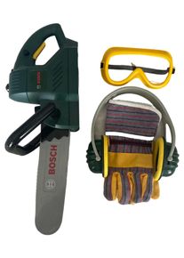 Bosch Kinder Werkzeug Set Kettensäge mit Schutzbrille Handschuhe Gehörschutz