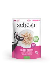 6x70g Poulet avec jambon Schesir Complements en gel&eacute;e nourriture humide pour chats