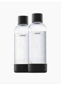 MYSODA Fľaše na vodu Basic, 2 ks Transparentná, Čierna Umelá hmota, Drevo 1 l