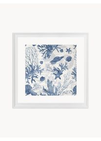 Ars Longa Nástenná dekorácia v ráme Seabloom Biela, Modrá, Béžová Š 79 x V 79 cm