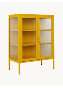 Mustard Made Vitrina de metal con cristal acanalado The Mixer Amarillo Metal An 75 x Al 100 cm
