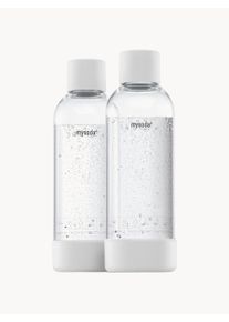 MYSODA Fľaše na vodu Basic, 2 ks Transparentná, Biela Umelá hmota, Drevo 1 l