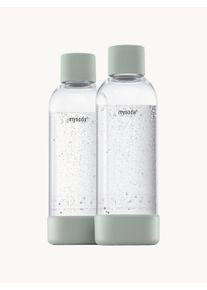 MYSODA Fľaše na vodu Basic, 2 ks Transparentná, Zelená Umelá hmota, Drevo 1 l