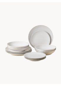 COSTA NOVA Conjunto de loiça com rebordo de pérolas, conjunto de 12 Branco Cerâmica 4 pessoas (conjunto de 12)