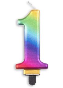 Zahlenkerze Regenbogen Metallic 1