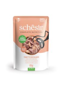 6x85g Thon avec saumon Schesir Complete Nutrition en gel&eacute;e nourriture humide pour chats
