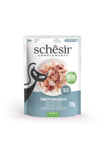 6x70g Thon avec merlu Schesir Complements en gel&eacute;e nourriture humide pour chats