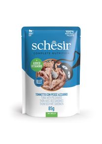 6x85g Thon avec sardines Schesir Complete Nutrition en gel&eacute;e nourriture humide pour chat