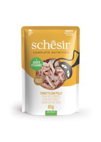 6x85g Thon avec poulet Schesir Complete Nutrition en gel&eacute;e nourriture humide pour chats