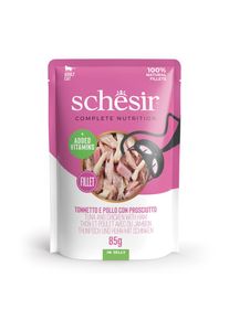 6x85g Thon et Poulet avec Jambon Schesir Complete Nutrition en Gel&eacute;e Nourriture humide pour chats
