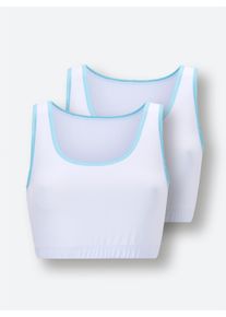 wäschepur Damen Bustier in weiß-aquamarin ,Größe 52/54, Witt, 95% Baumwolle, 5% Elasthan