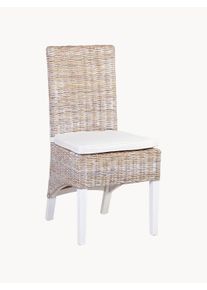 Moycor Ręcznie wykonane krzesło z drewna mindi z poduszką Salsa Biały S 54 x W 97 cm