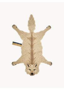 Doing Goods Ręcznie tuftowany dywan z wełny z długim włosiem Woozy Wolf Szary S 163 x W 103 cm