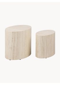 AC Design Komplet stolików pomocniczych o wyglądzie trawertynu Mice, 2 elem. Beżowy S 33 x G 48 cm