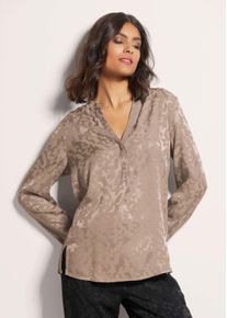 Madeleine Mode Lange Jacquard-Bluse in caramel - Alba Moda